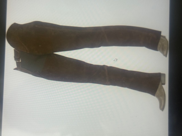 Kvalitní dlouhé kožené chapsy KenTaur hnědé top stav